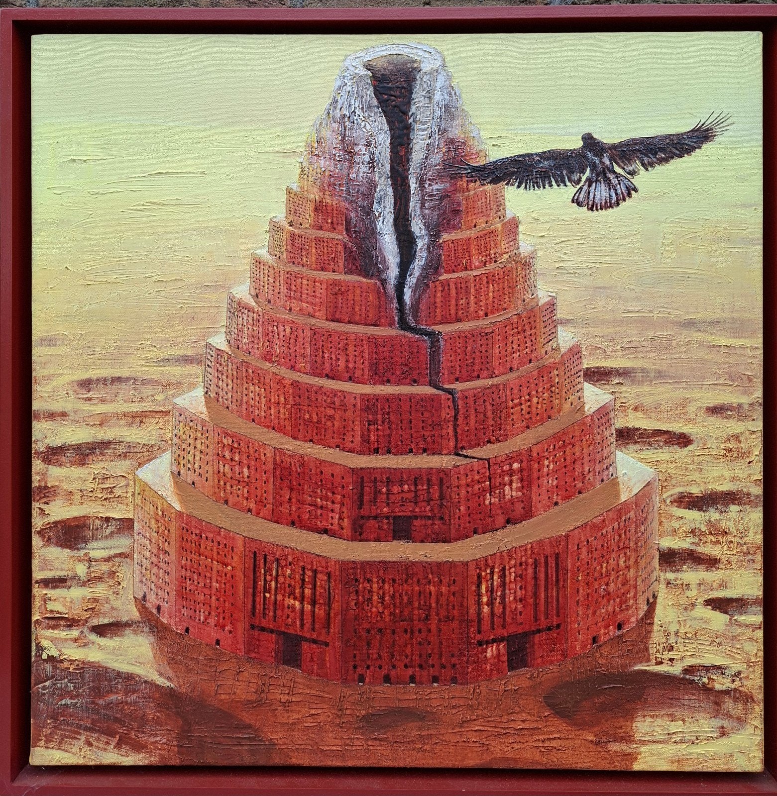 PLOMPEN Willy "Babel" 2001 olie op doek, Antiek en Kunst, Ophalen