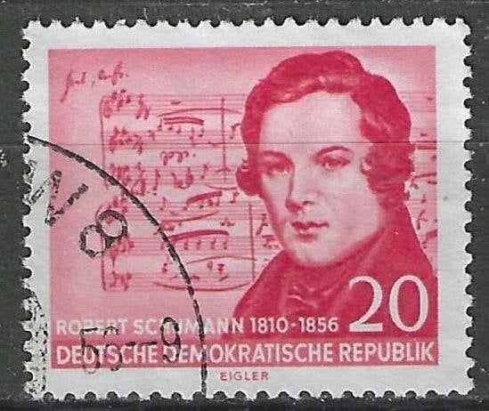 Allemagne DDR 1956 - Yvert 265 - Robert Schumann (ST), Envoi, RDA, Affranchi