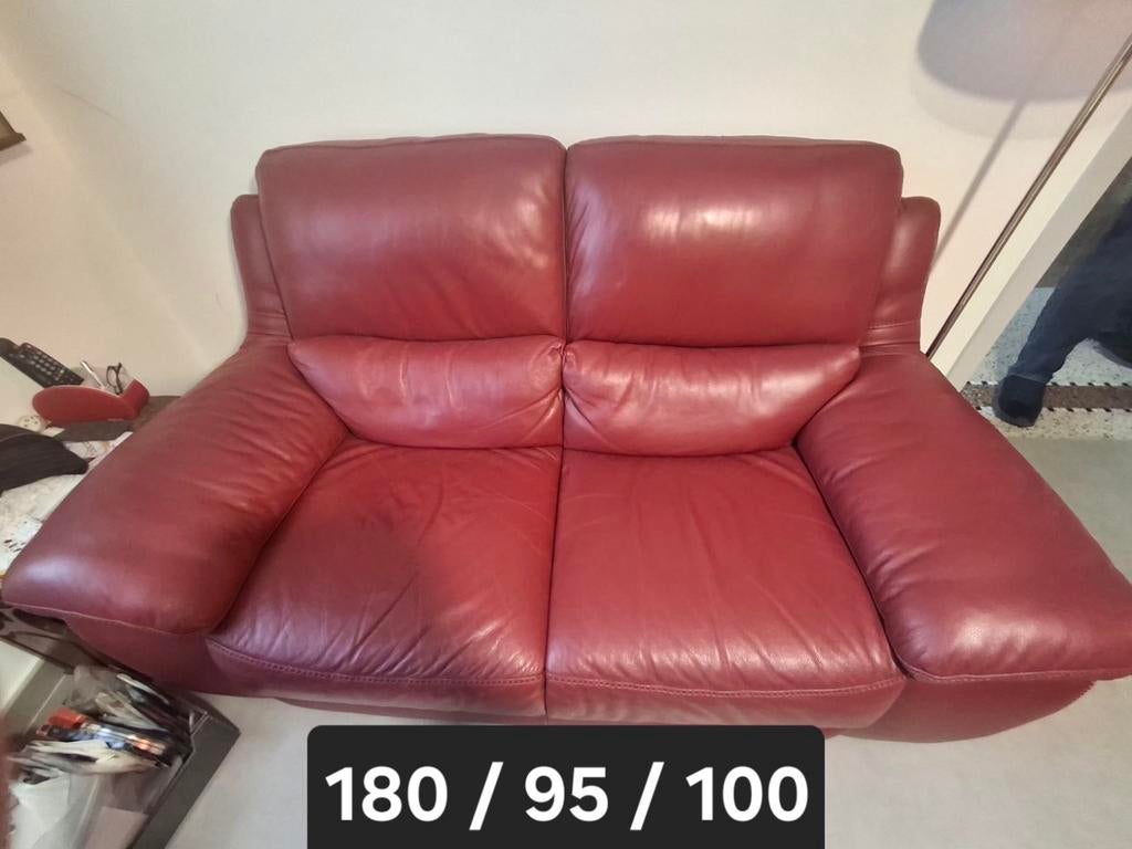 Divan cuir 2 places MAILLEUX URGENT, Banc droit, Comme neuf, Enlèvement, Cuir