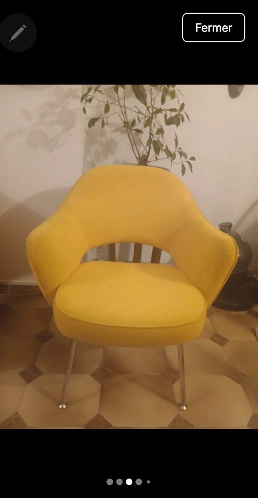 Fauteuil conférence jaune de Knoll #Lecorbusier #Eames #vitr, Enlèvement ou Envoi, Autres couleurs, Utilisé, Tissus