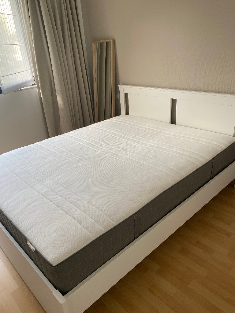 Lit IKEA 160x200 cm + matelas HOVÅG, Ophalen, Overige materialen, Wit, Tweepersoons