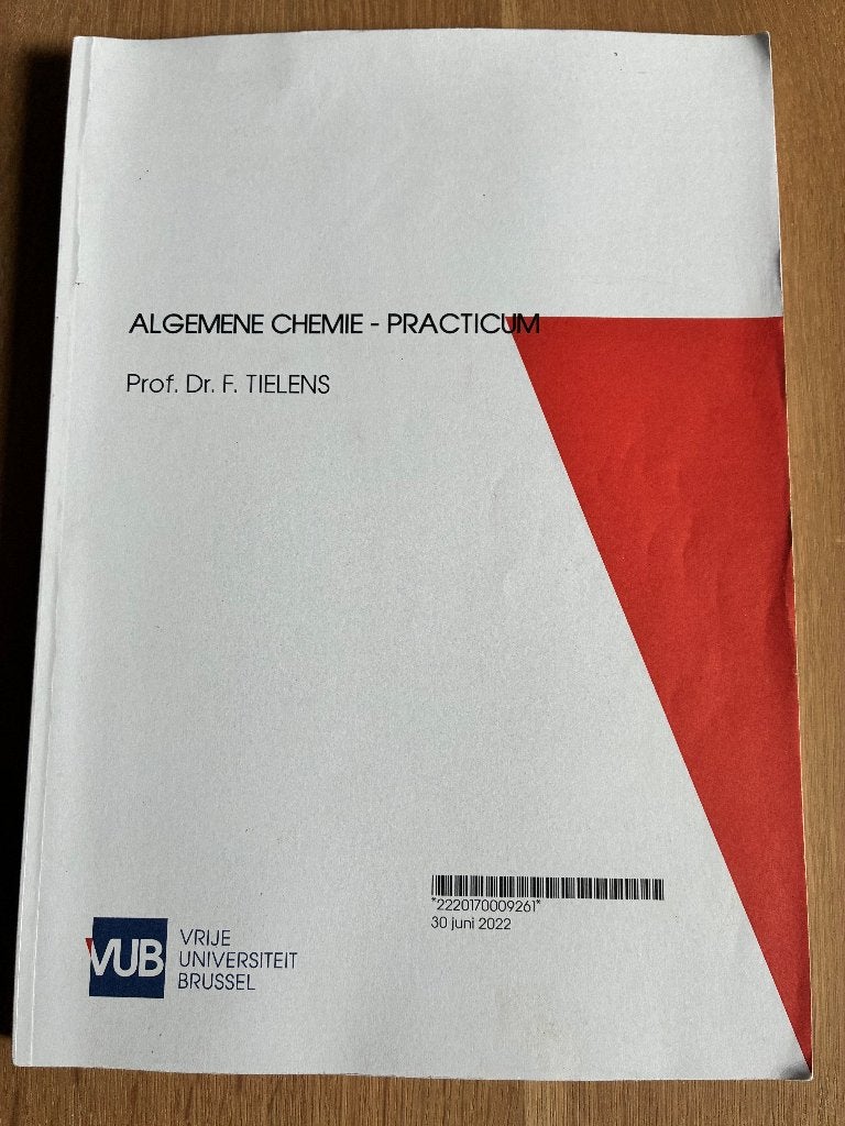 Algemene chemie, Practicum, F. Tielens, VUB, Ophalen of Verzenden, Gelezen, Hoger Onderwijs