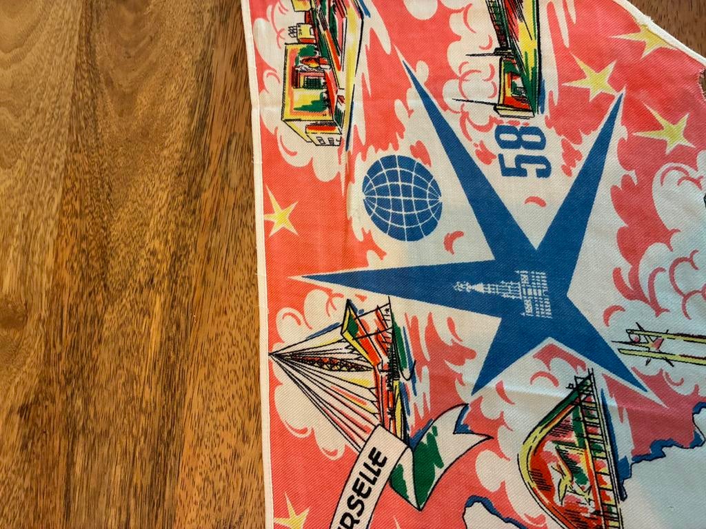 Expo 58 - Sjaal/Foulard vintage souvenir, Enlèvement