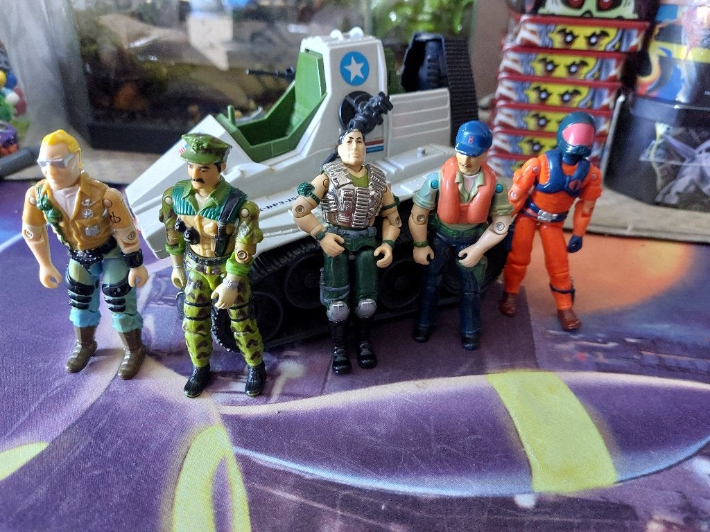 Lot gijoe 5 figurines + triple T tank, Enlèvement, Utilisé