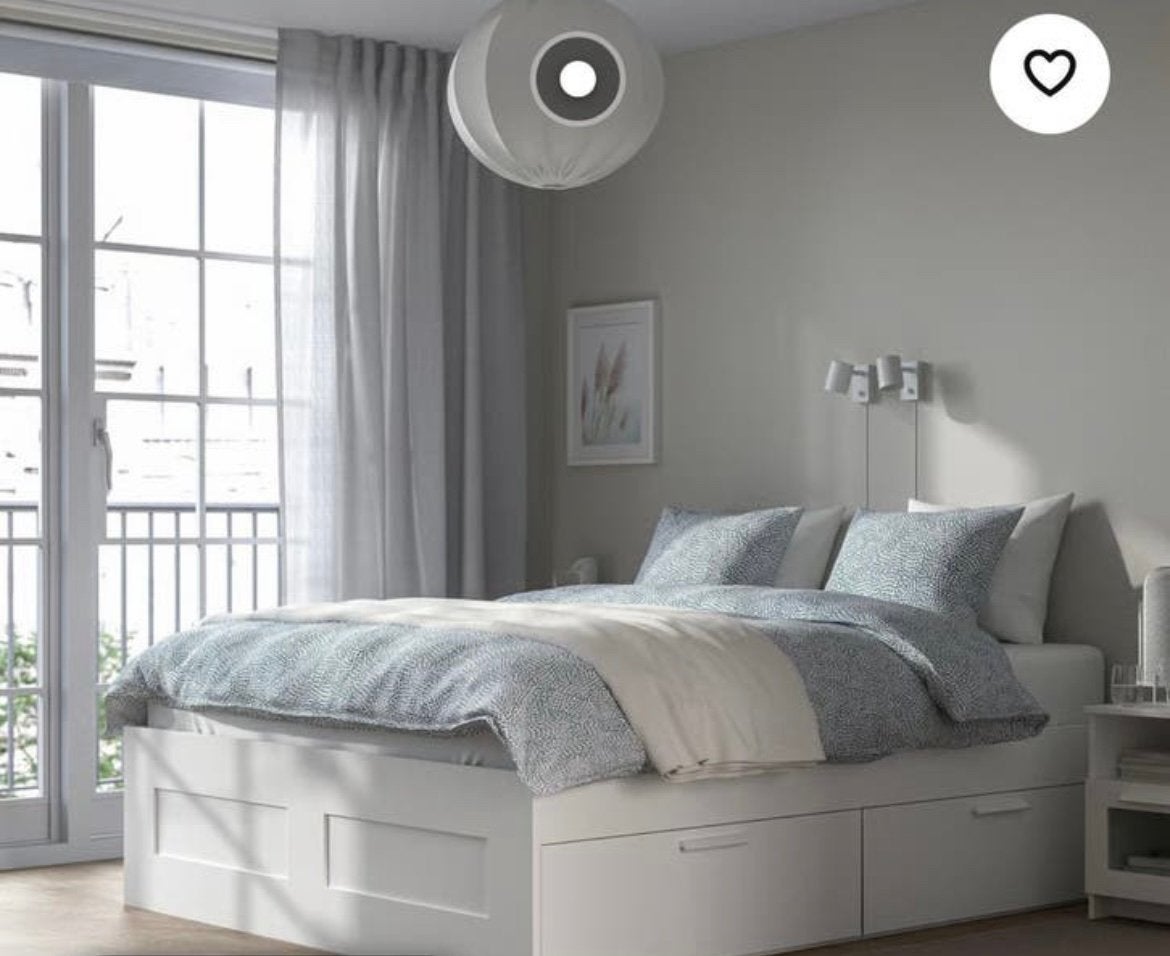 Te koop : brimnes bedframe met lades, Huis en Inrichting, Slaapkamer | Bedden, Ophalen, Zo goed als nieuw