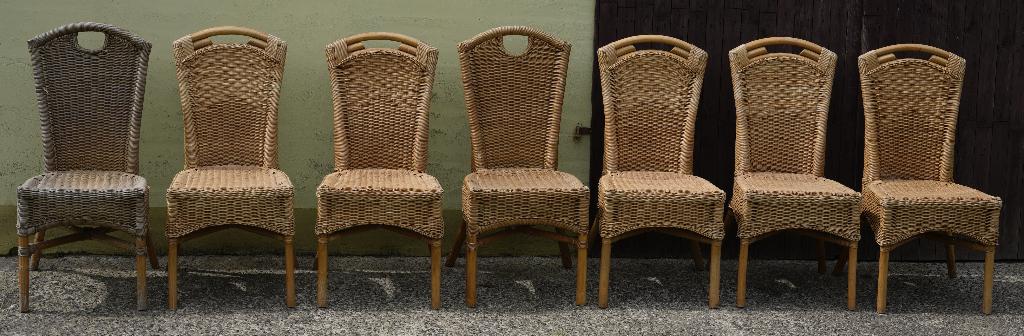 Gratis 7 rieten stoelen, Maison & Meubles, Chaises, Enlèvement, Utilisé, Brun, Osier ou Rotin