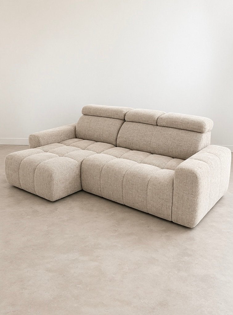 Ruime beige hoekzetel – modern & comfortabel, Ophalen, Zo goed als nieuw, Stof