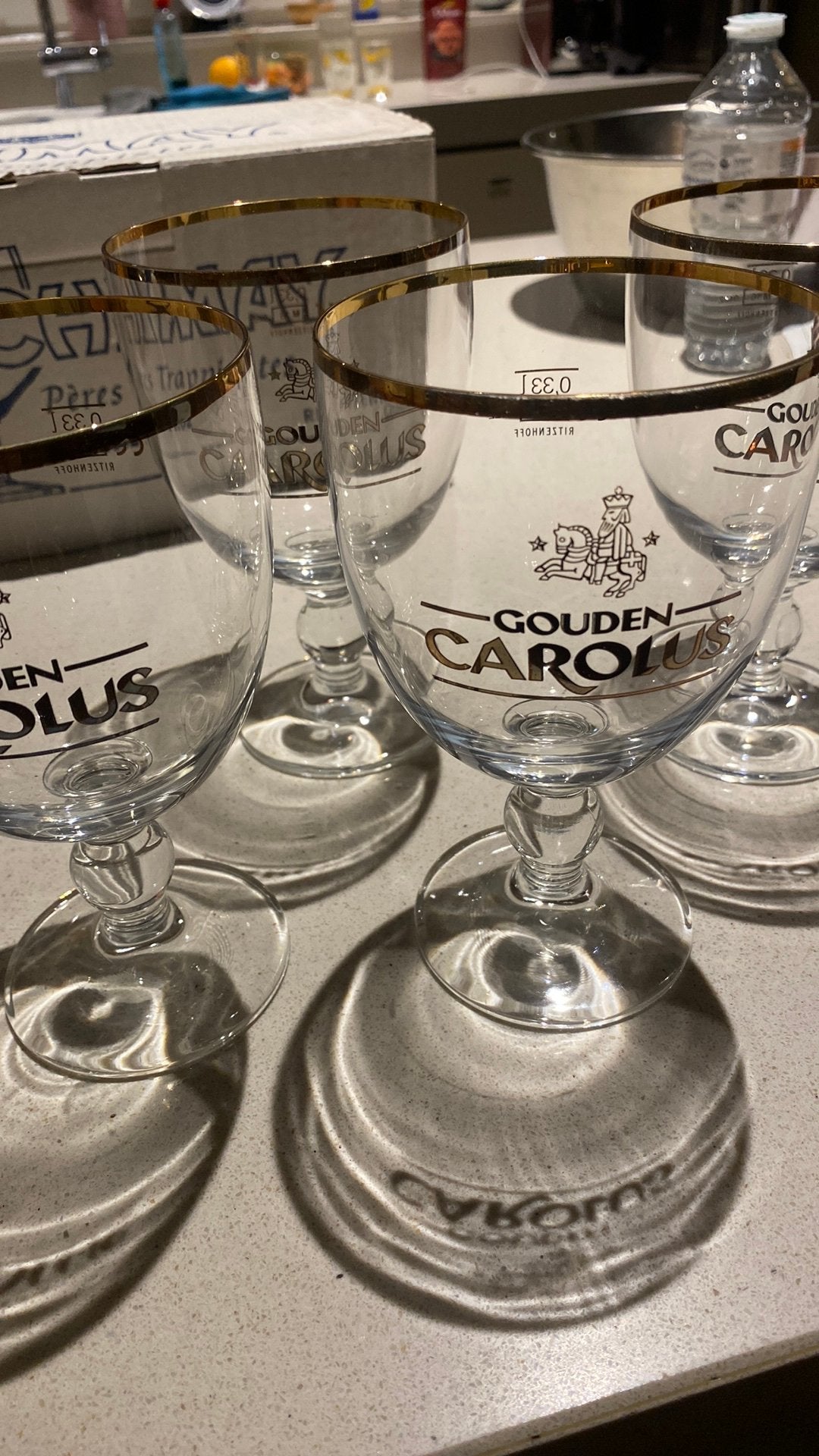 6 nieuwe glazen gouden carolus, Verzamelen, Ophalen, Zo goed als nieuw