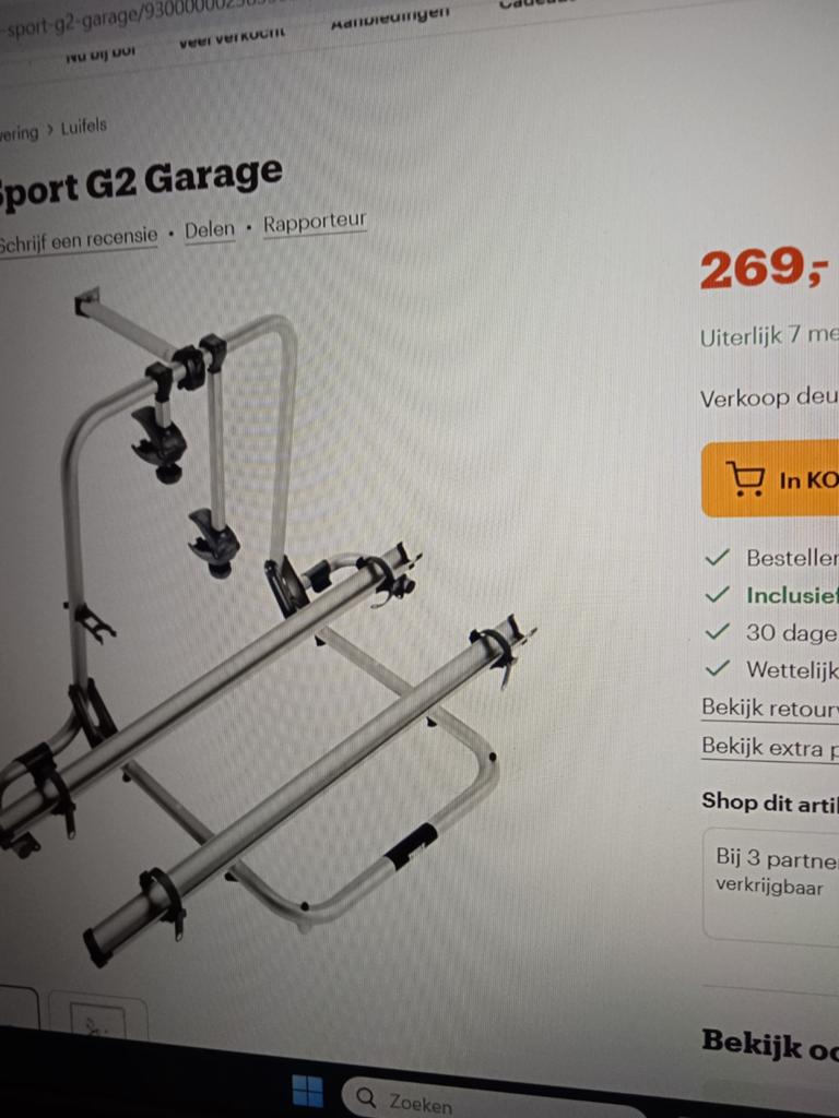 Fietsen rek v.garage camper, Caravans en Kamperen, Mobilhomes, Particulier, Hybride Elektrisch/Diesel, Ophalen