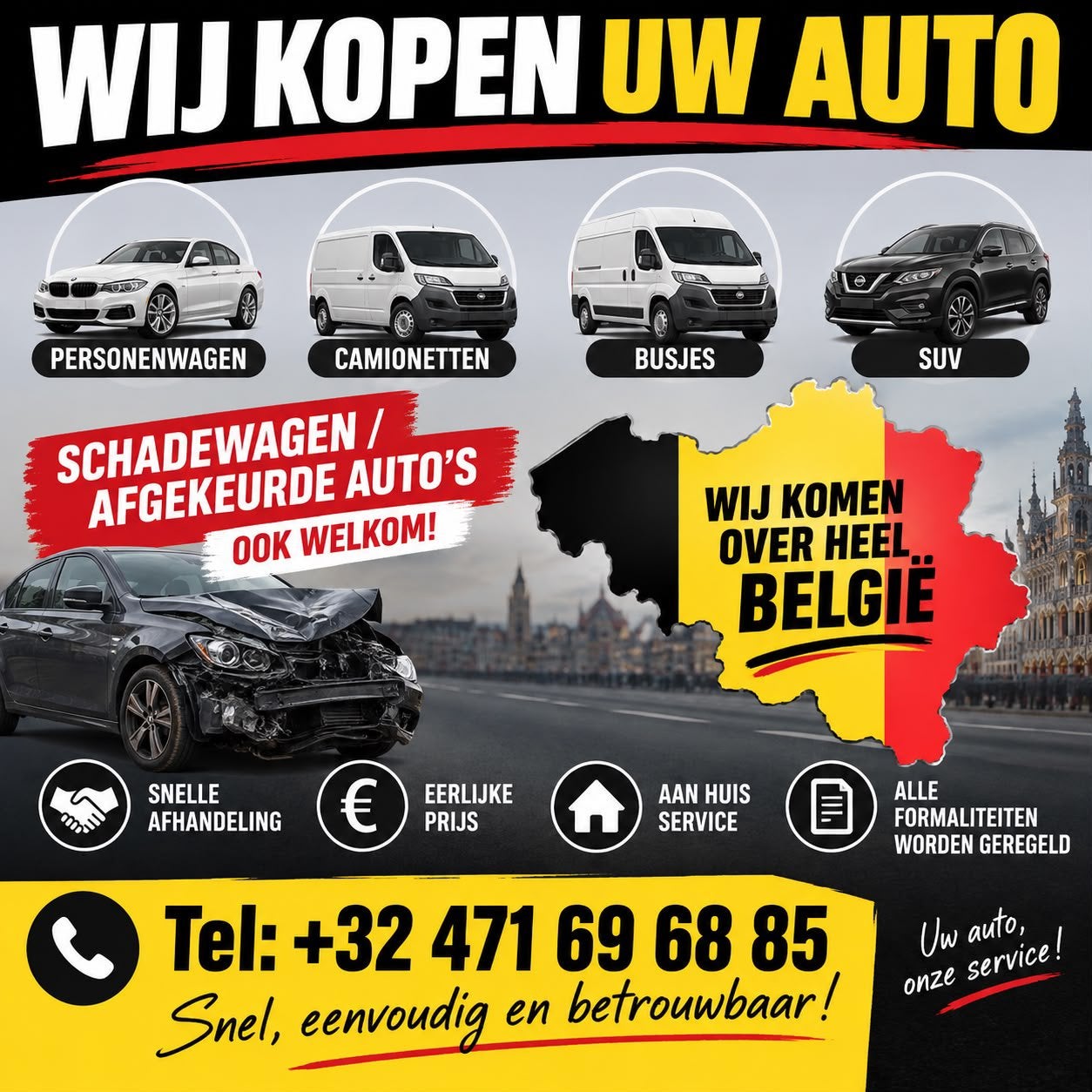 Aankoop autos 0471696885, Enlèvement