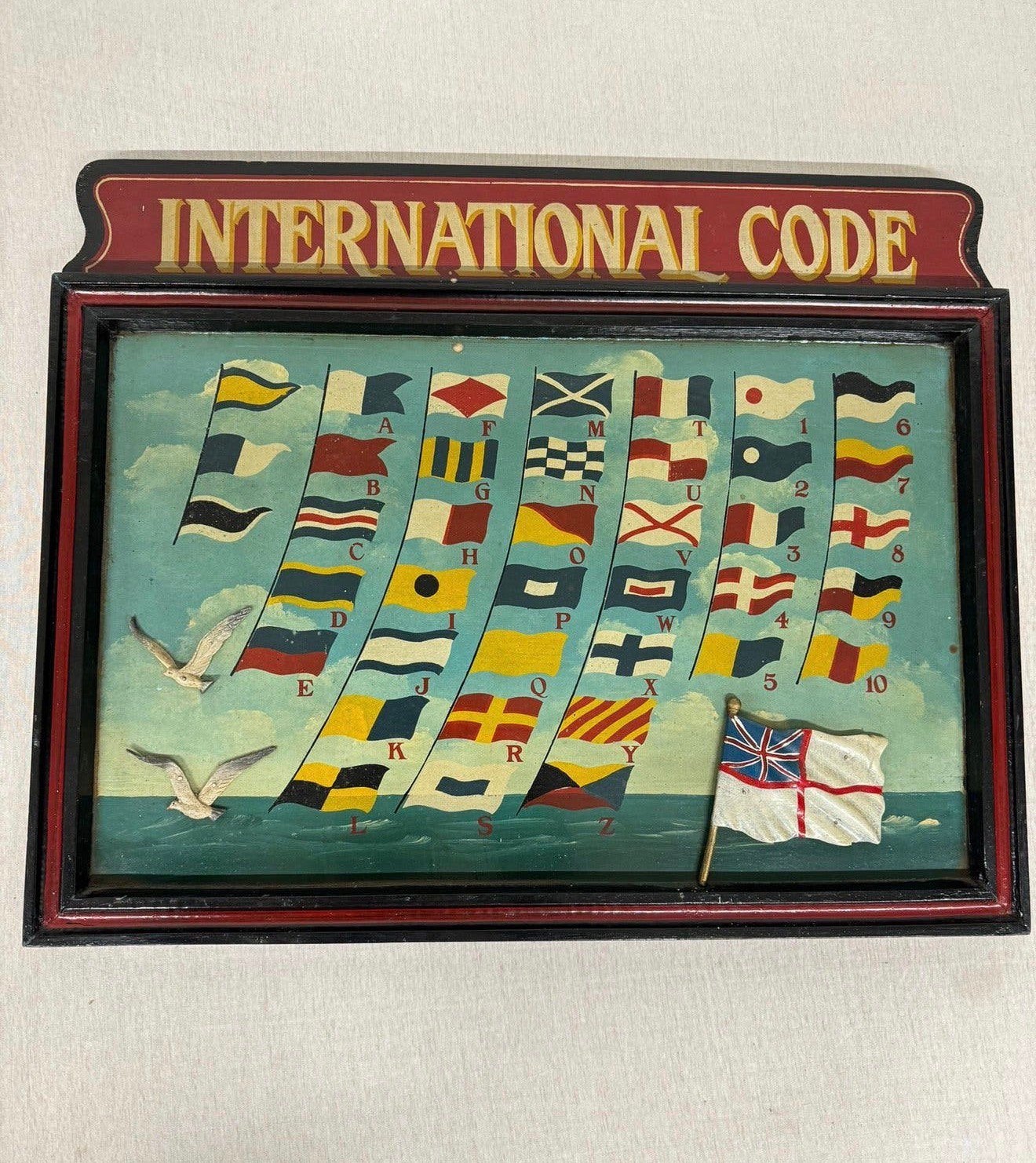 Hand-Painted International Code of Flag Vlag Signals - 1890, Antiek en Kunst, Ophalen of Verzenden