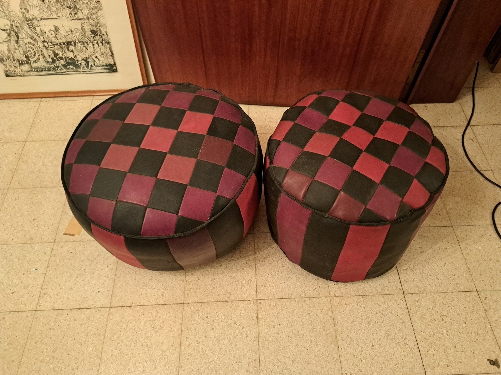 Poef vintage, Ophalen, Gebruikt, Rond