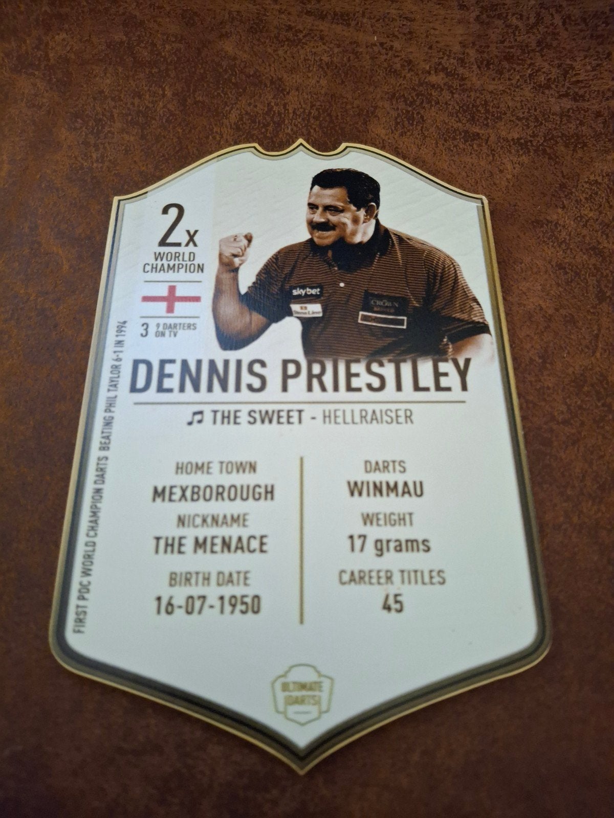 Dart card Dennis Priestley, Ophalen
