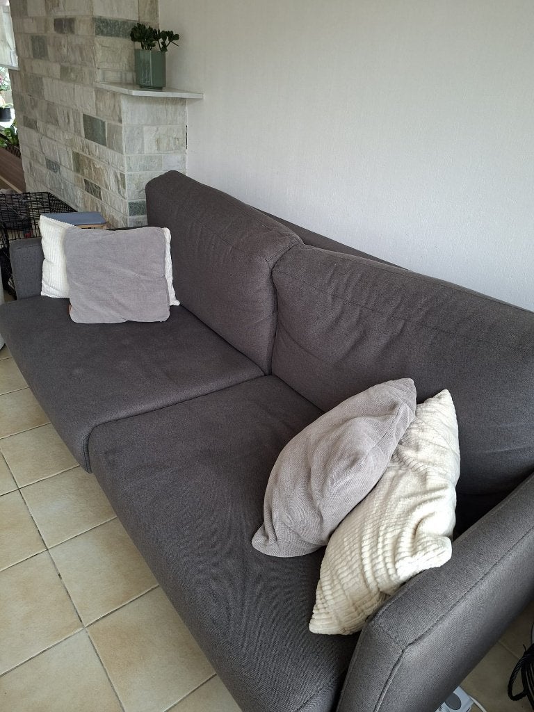 Grijze zetel(bed) 2 personen (95x200), Huis en Inrichting, Ophalen, Gebruikt, Grijs, Tweepersoons