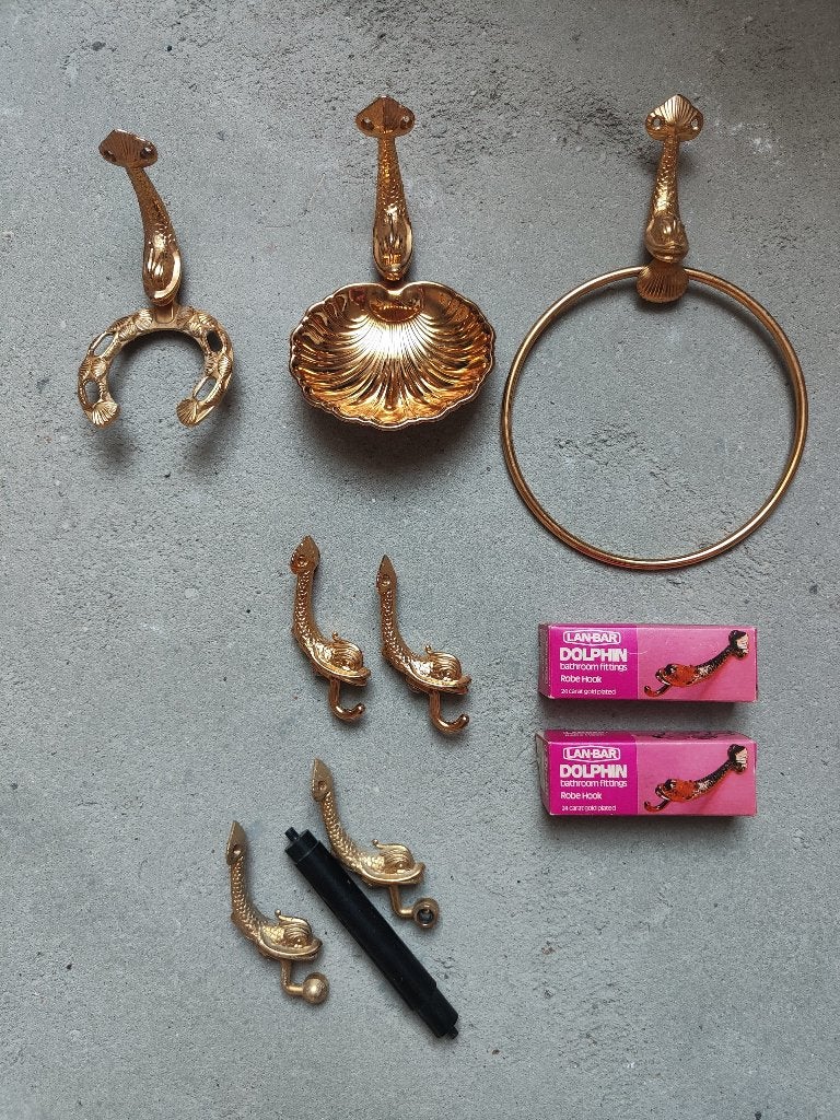 Vintage Lan Bar ‘Dolphin’ Badkamerset Goud, Antiek en Kunst, Ophalen