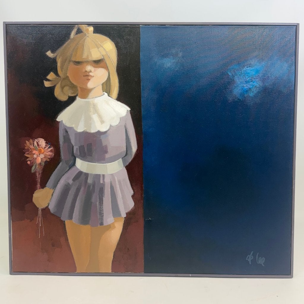 Olieverf op doek ‘Meisje met bloemen’ van Jan de Lee, Antiek en Kunst, Kunst | Schilderijen | Modern, Gesigneerd, Verzenden, Olieverf