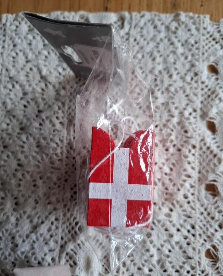 Houten Deense vlaggetjes slinger, leuk voor kerstboom, KERST, Diversen, -, -, Ophalen of Verzenden, Zo goed als nieuw