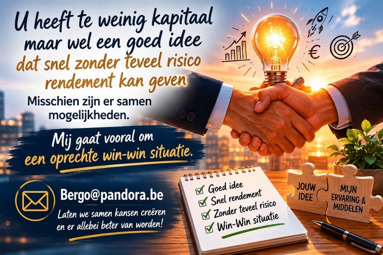 Ik zoek overname of ? goed zaken idee .ENZ in bijverdienste