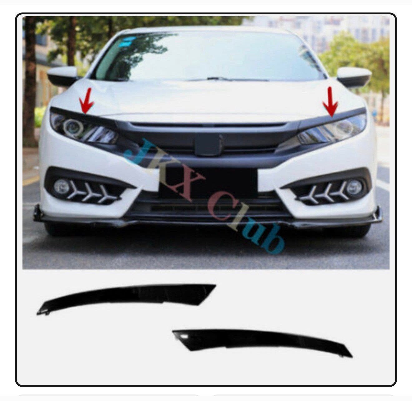 Phare Angry Viewers Honda Civic 2016-2021, 2 x Eyebrow, noir, Enlèvement ou Envoi