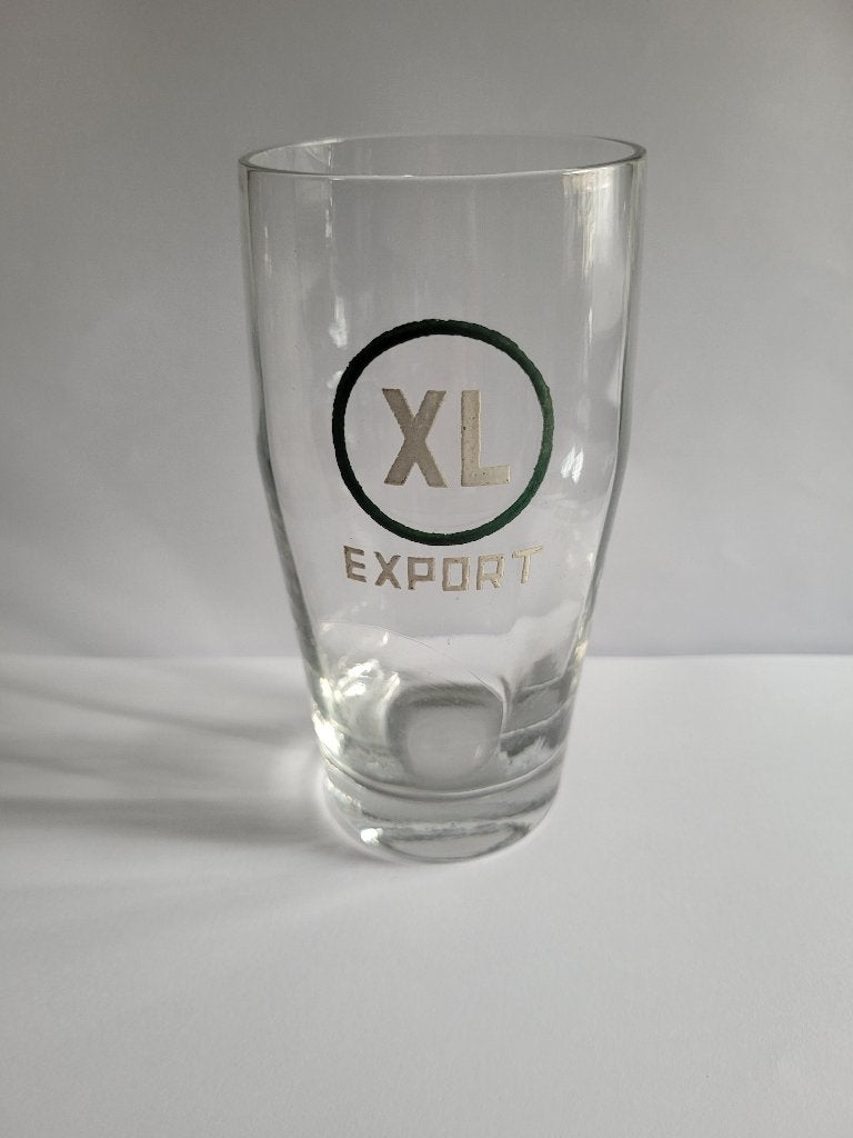 XL export gefacetteerd geëmailleerd bierglas, Ophalen of Verzenden, Gebruikt, Glas of Glazen, Overige merken