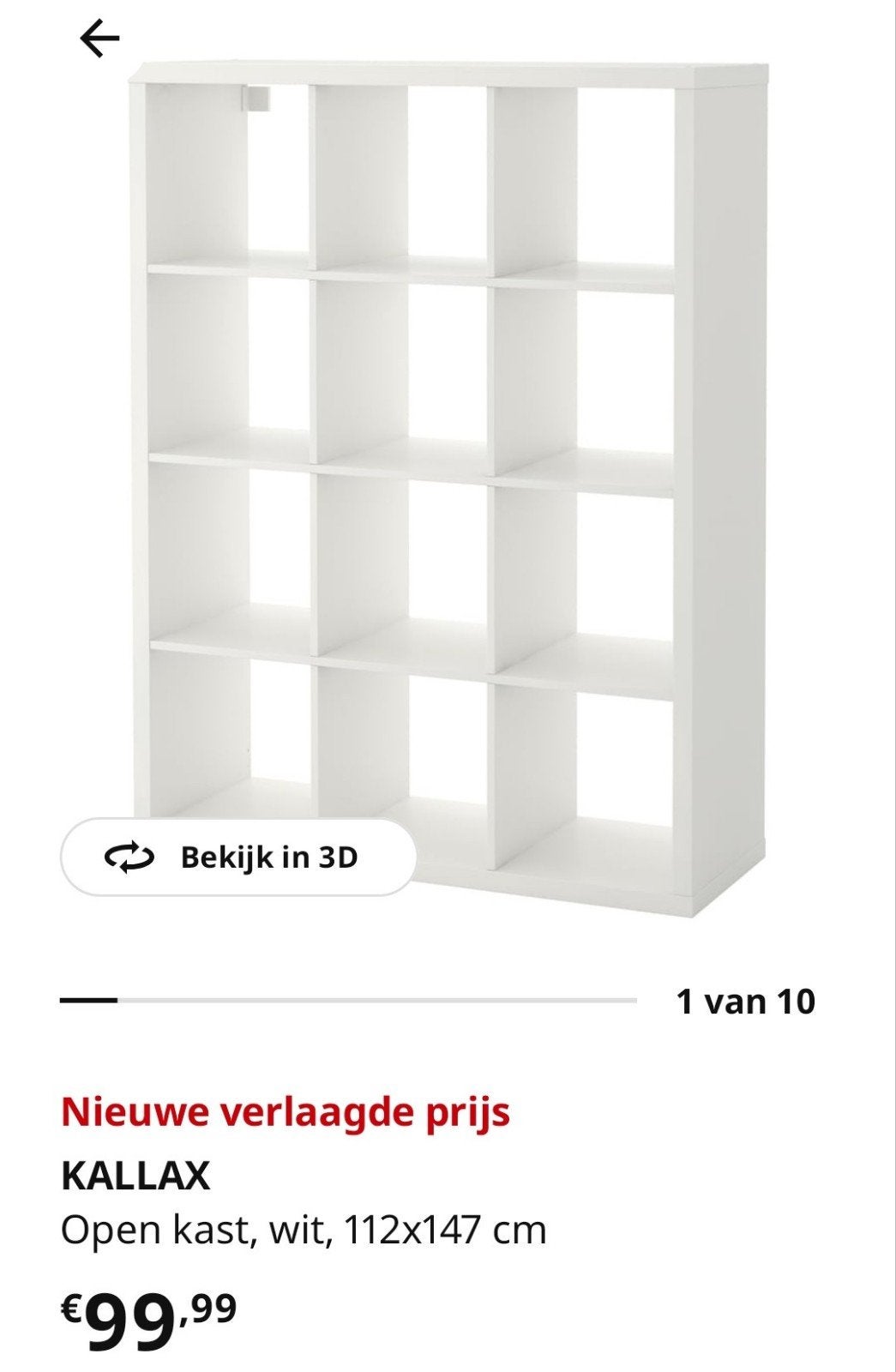 Kallax kast 4x3, Ophalen, Gebruikt