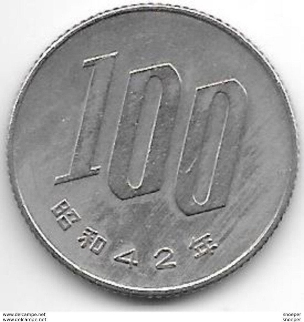 japan 100 yen year 42 = 1967 km 82 xf, Postzegels en Munten, Munten | Azië, Verzenden, Midden-Oosten, Losse munt