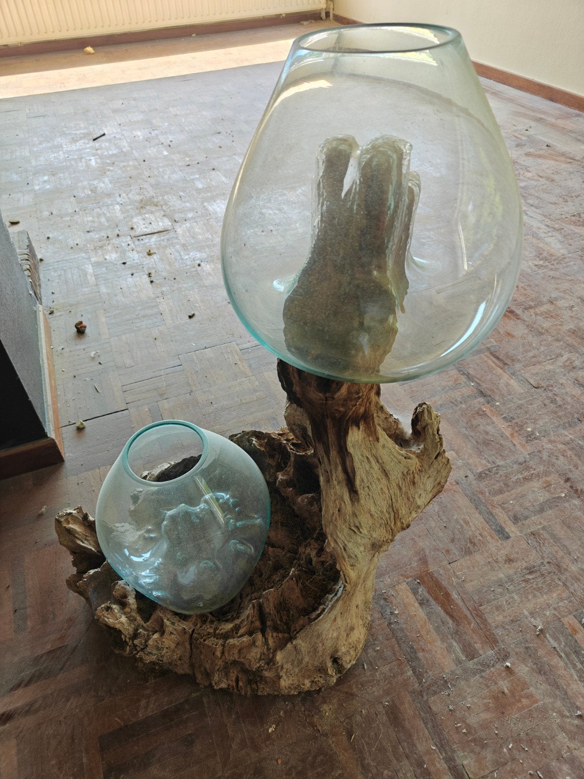 Gesmolten glas op hout, Huis en Inrichting, Woonaccessoires | Stolpen, Glas, Ophalen