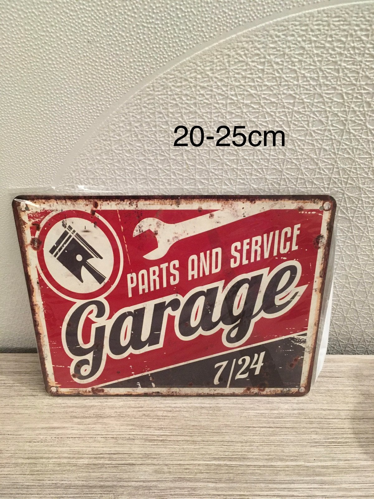 Decoratie ijzer plaat vintage man cave garage 20-25cm, Huis en Inrichting, Ophalen of Verzenden, Zo goed als nieuw