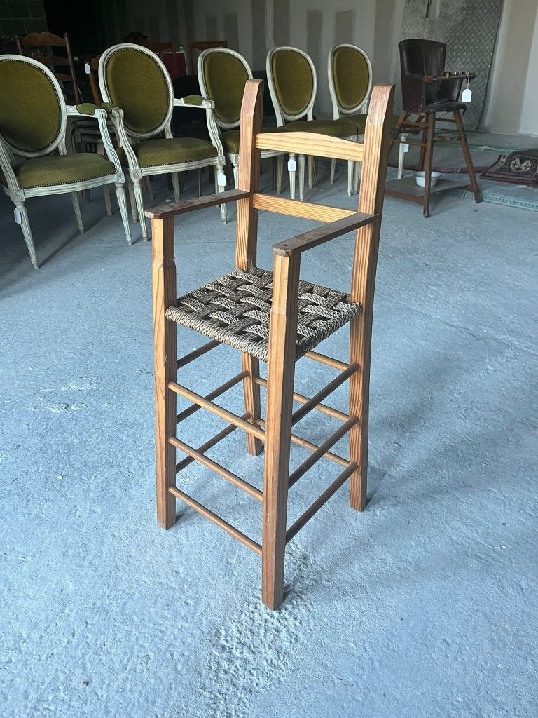 Rotan kinderstoel, Huis en Inrichting, Ophalen, Bruin, Hout, Zo goed als nieuw