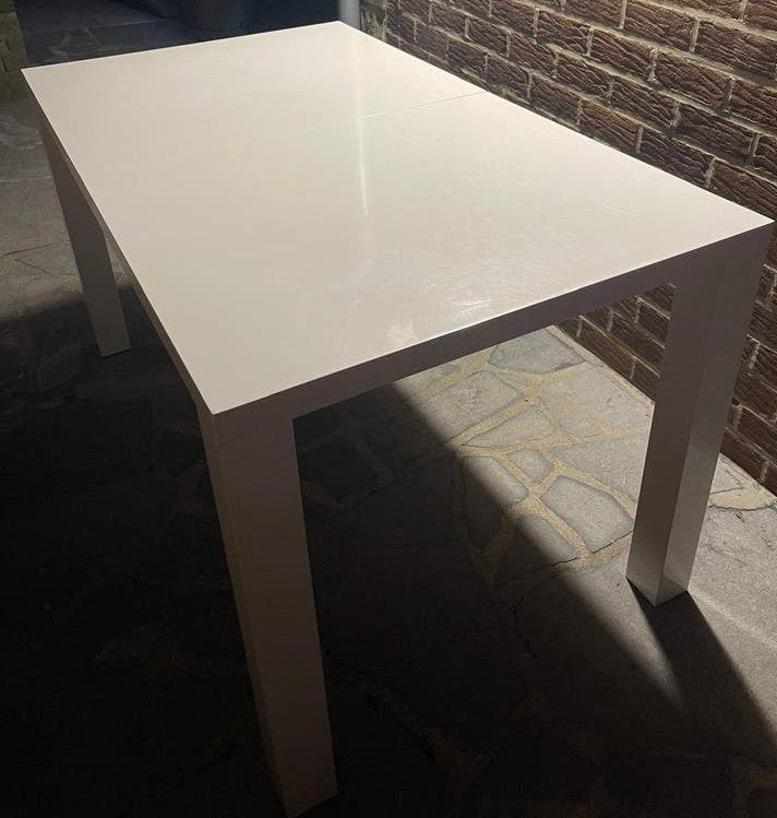 Table à manger blanche extensible, Enlèvement, Utilisé, Rectangulaire