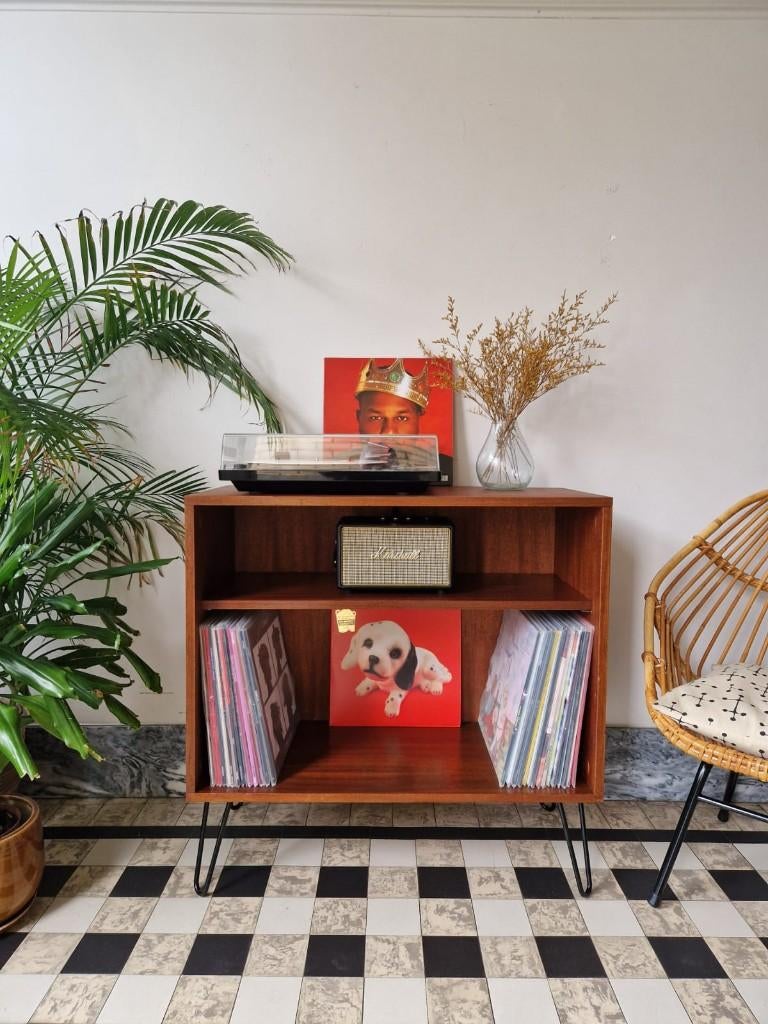 Vintage midcentury platenspeler meubel | open kast | retro, Enlèvement, Utilisé