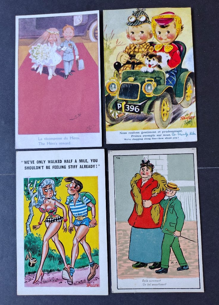 Vintage postkaarten humor, Verzamelen, Postkaarten | Themakaarten, Ophalen of Verzenden, 1940 tot 1960, Gelopen, Overige thema's