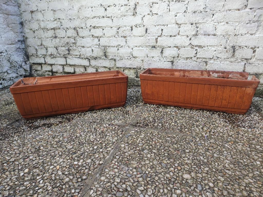 Keramische bloembak Terracotta 2 stuks, Moins de 30 cm, Enlèvement, Utilisé, Balcon