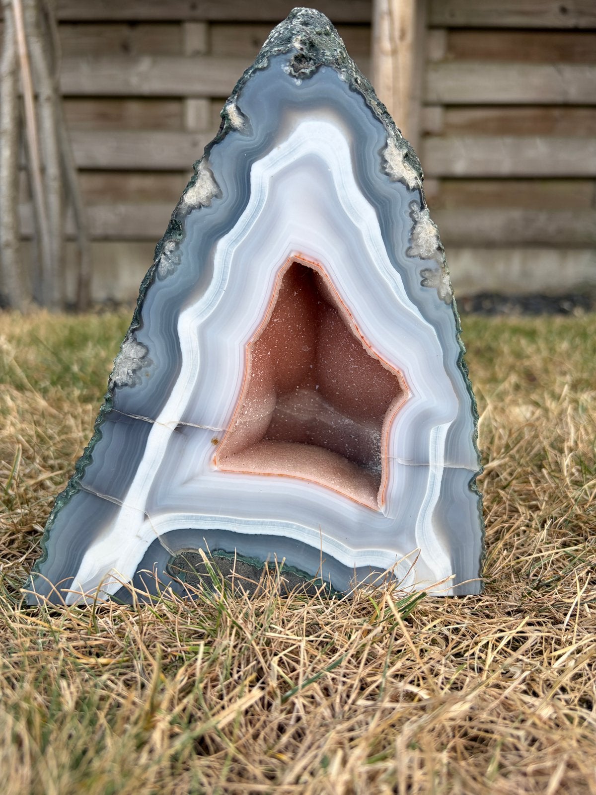 Grote agaat geode met gepolijst venster – 20 x 15 cm, Ophalen, Mineraal