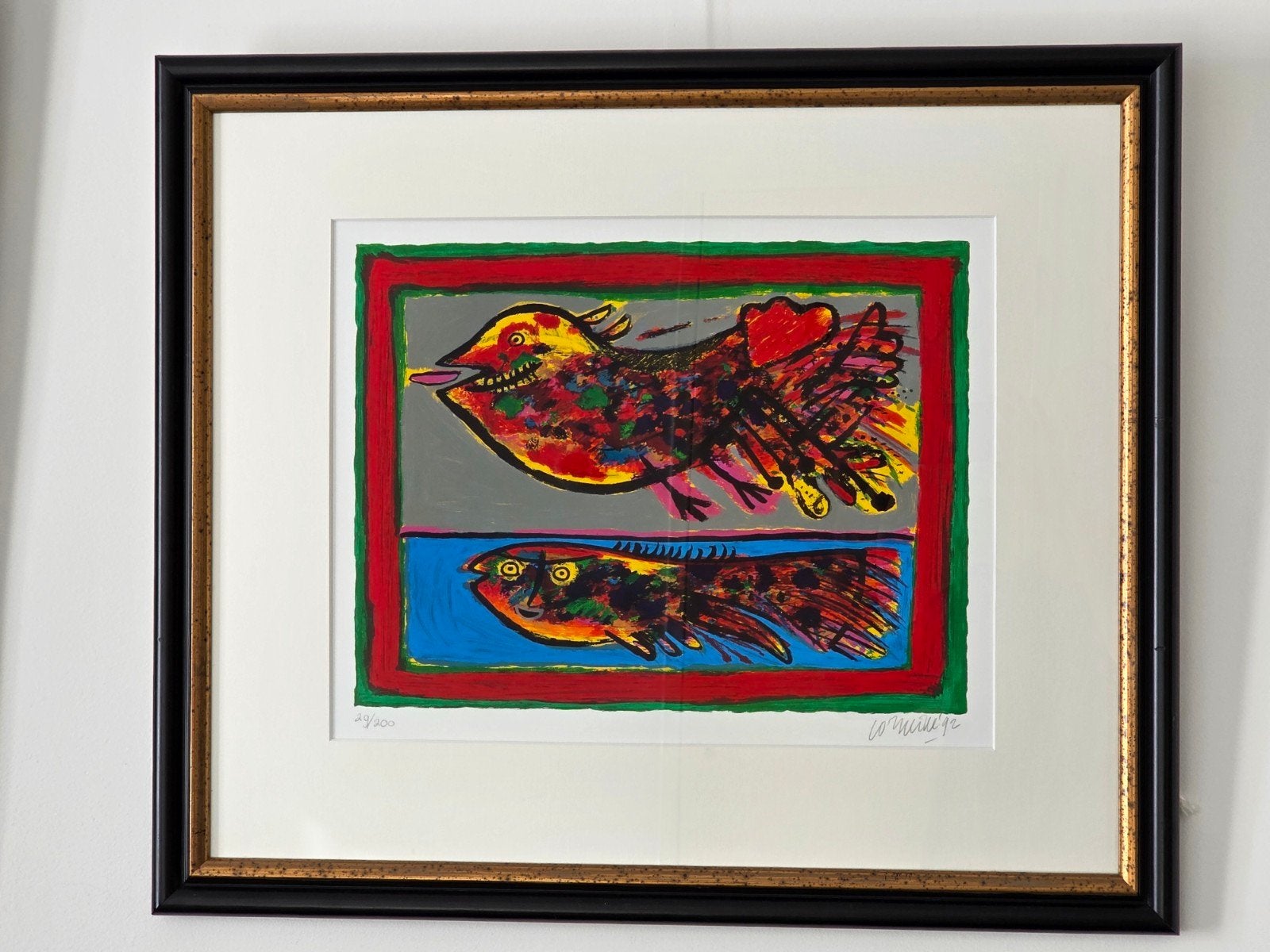 Corneille - Vis & Vogel - Gesigneerd - 1992, Antiek en Kunst, Kunst | Litho's en Zeefdrukken, Zeefdruk, Genummerd, Gesigneerd