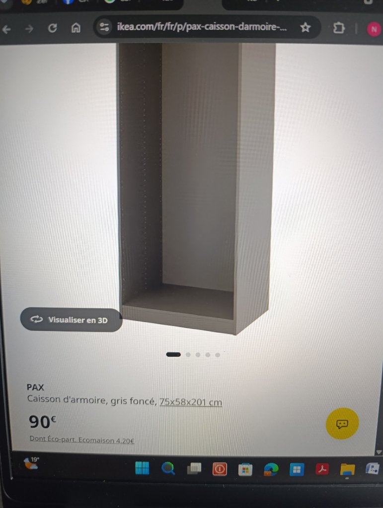 Armoire à chaussures (IKEA) PAX Chêne foncé de 75x58x201cms, Ophalen, Gebruikt
