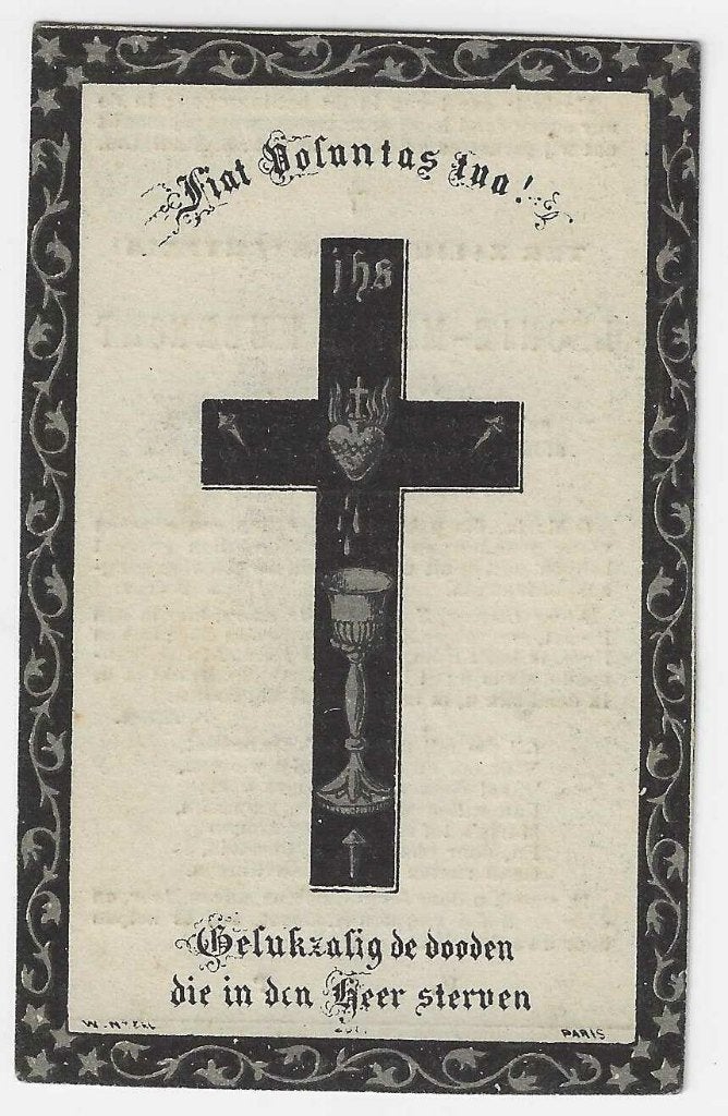 Léonie Hubrecht, Bruges 1860 - Bruges 1885, Enlèvement ou Envoi, Image pieuse