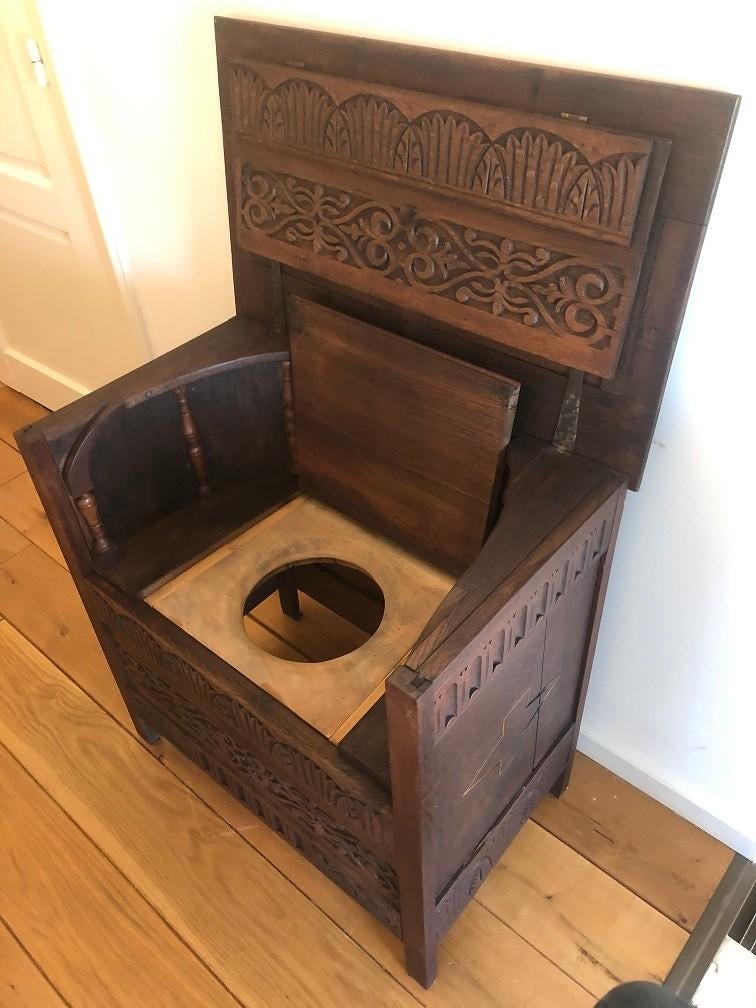 uniek ANTIEK TOILET - antieke houten toiletpot WC sanitair, Enlèvement