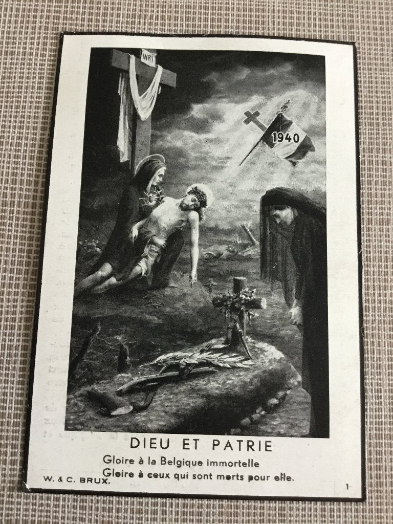 Le soldat ardennais E.Maron a tué Herne en 1945 WOII, Enlèvement ou Envoi, Image pieuse