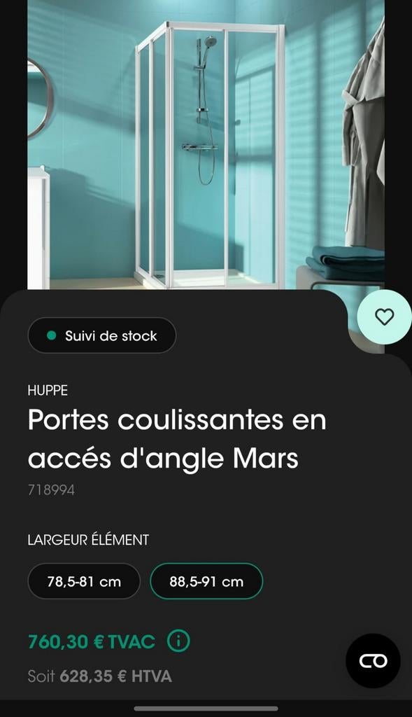 Porte coulissante accès d'angle 90 cm en verre pour douche, Verre, Douche