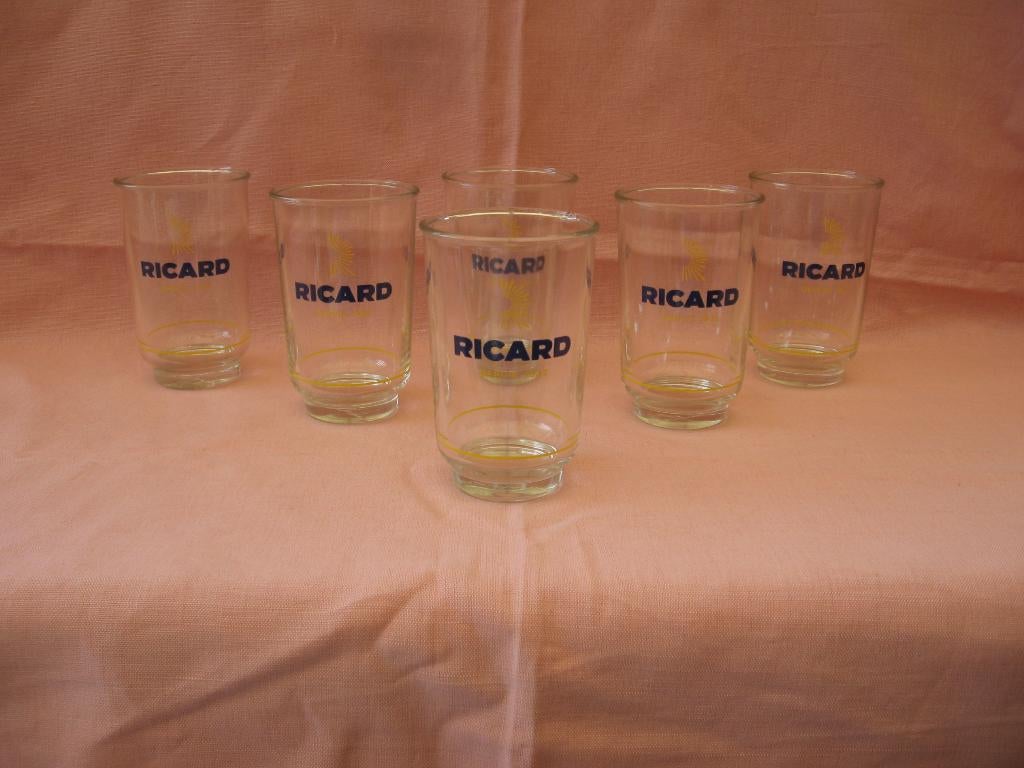 6 Ricard glazen recht groot gele halve zon..., Ophalen of Verzenden, Zo goed als nieuw, Gebruiksvoorwerp