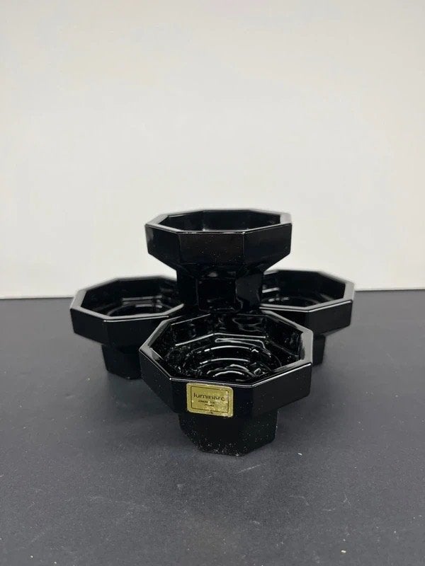 Set de 4 chandeliers Arcoroc Octime noirs, Neuf, Bougeoir pour bougie chauffe-plat, Enlèvement ou Envoi, Autres marques