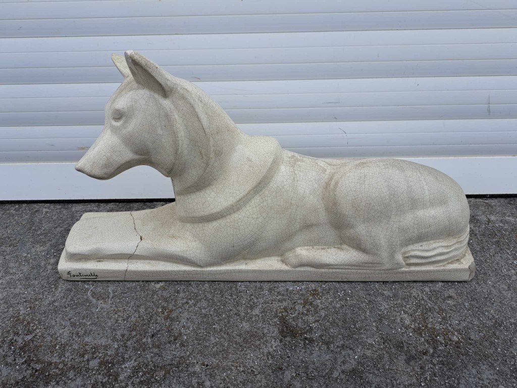 chien en céramique signe fontinelle, Antiquités & Art, Antiquités | Céramique & Poterie, Enlèvement ou Envoi