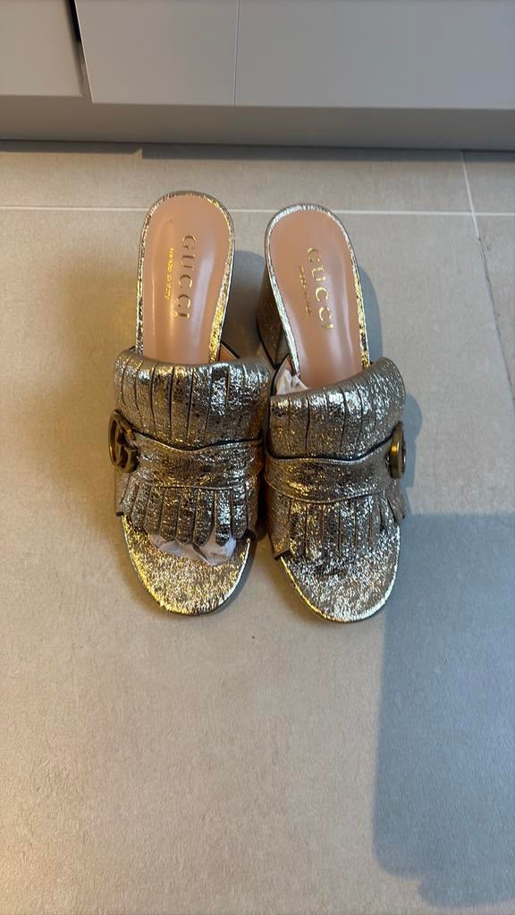 Gucci gouden muiltjes maat 39, Kleding | Dames, Verzenden, Zo goed als nieuw
