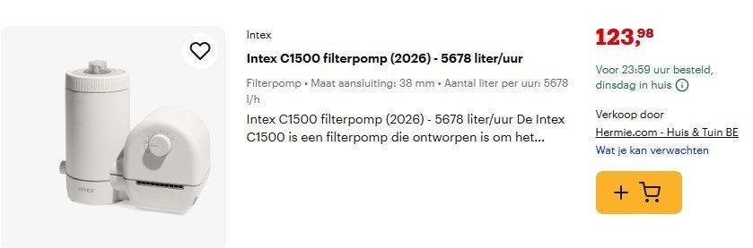 Intex filterpomp C1500 nieuw, Enlèvement, Neuf, Pompe