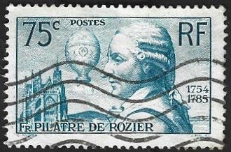 1 Postzegel Frankrijk 1936 Pilâtre de Rozier, Timbres & Monnaies, Timbres | Europe | France, Enlèvement ou Envoi, Affranchi