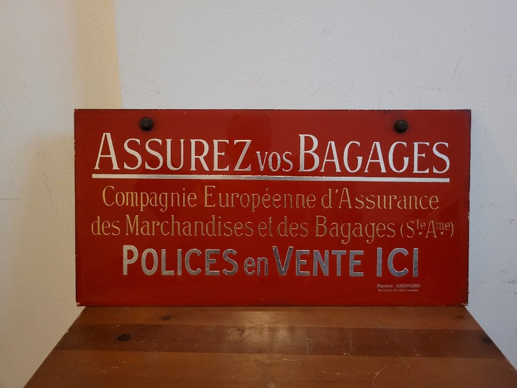 oude reclameglasplaatverzekering 1937, Ophalen of Verzenden, Gebruikt, Reclamebord