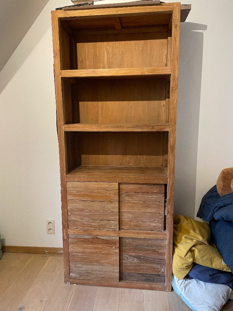 Kast in teak, Ophalen, Met deur(en), 200 cm of meer, Teakhout