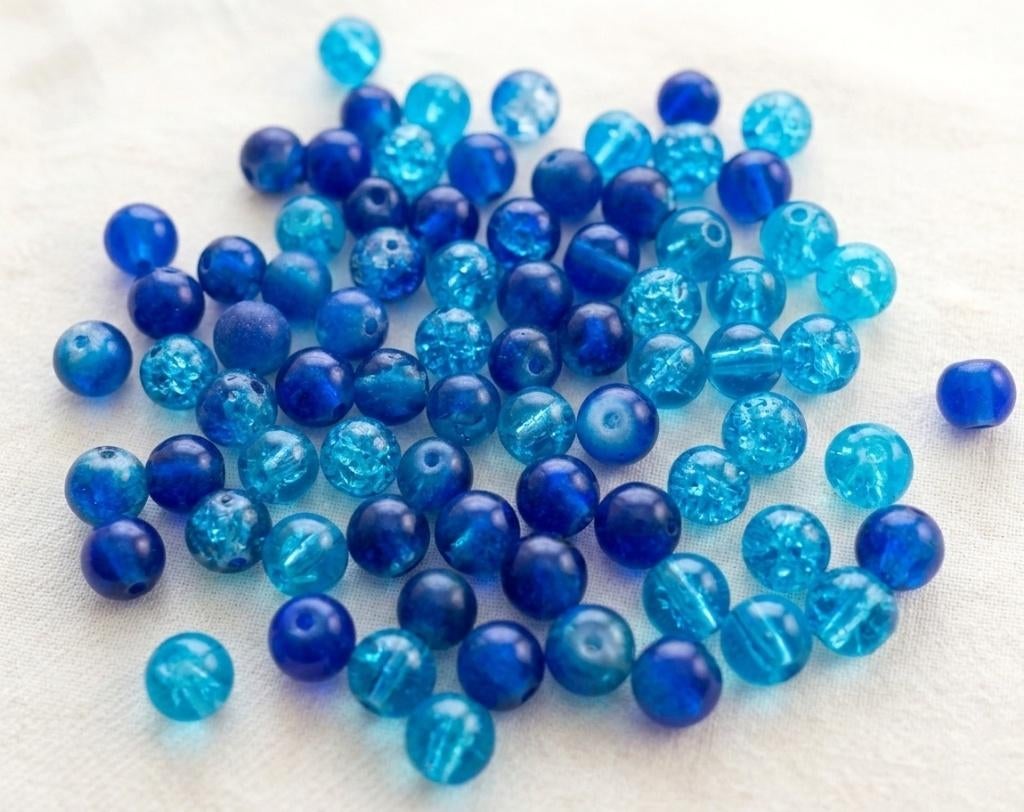 lot kralen blauwe crackle mix 6mm +- 78, Hobby en Vrije tijd, Ophalen of Verzenden, Nieuw, Kraal