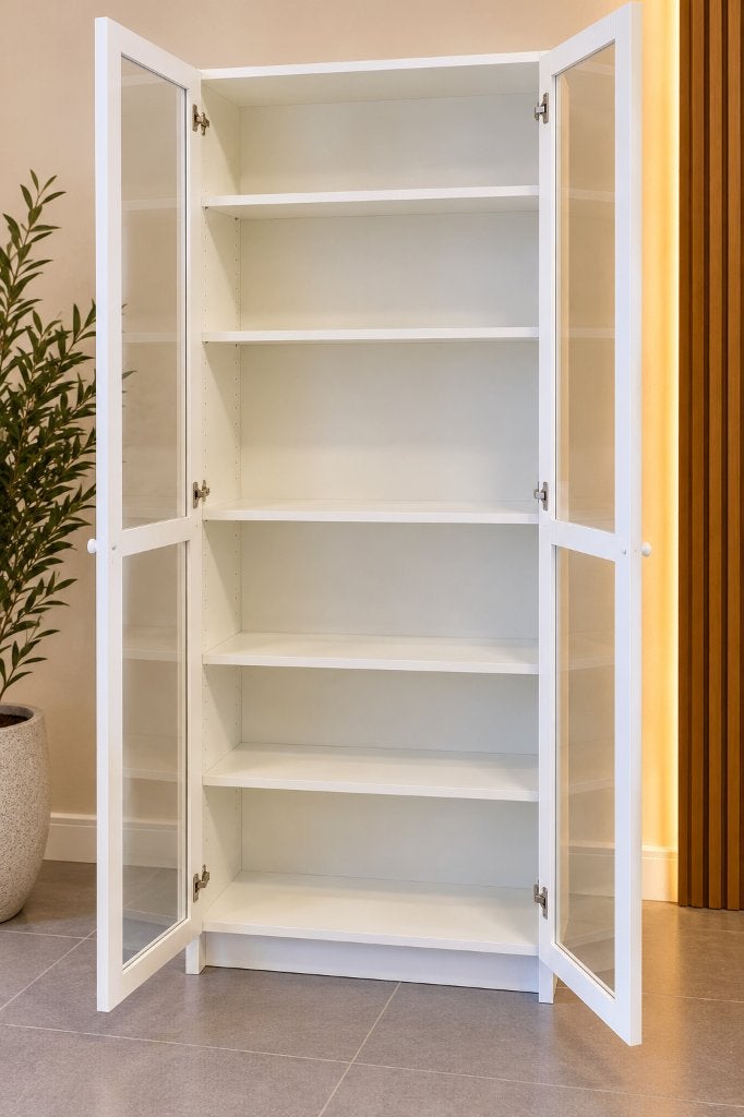IKEA BILLY boekenkast met OXBERG glazen deuren, Huis en Inrichting, Ophalen, Zo goed als nieuw